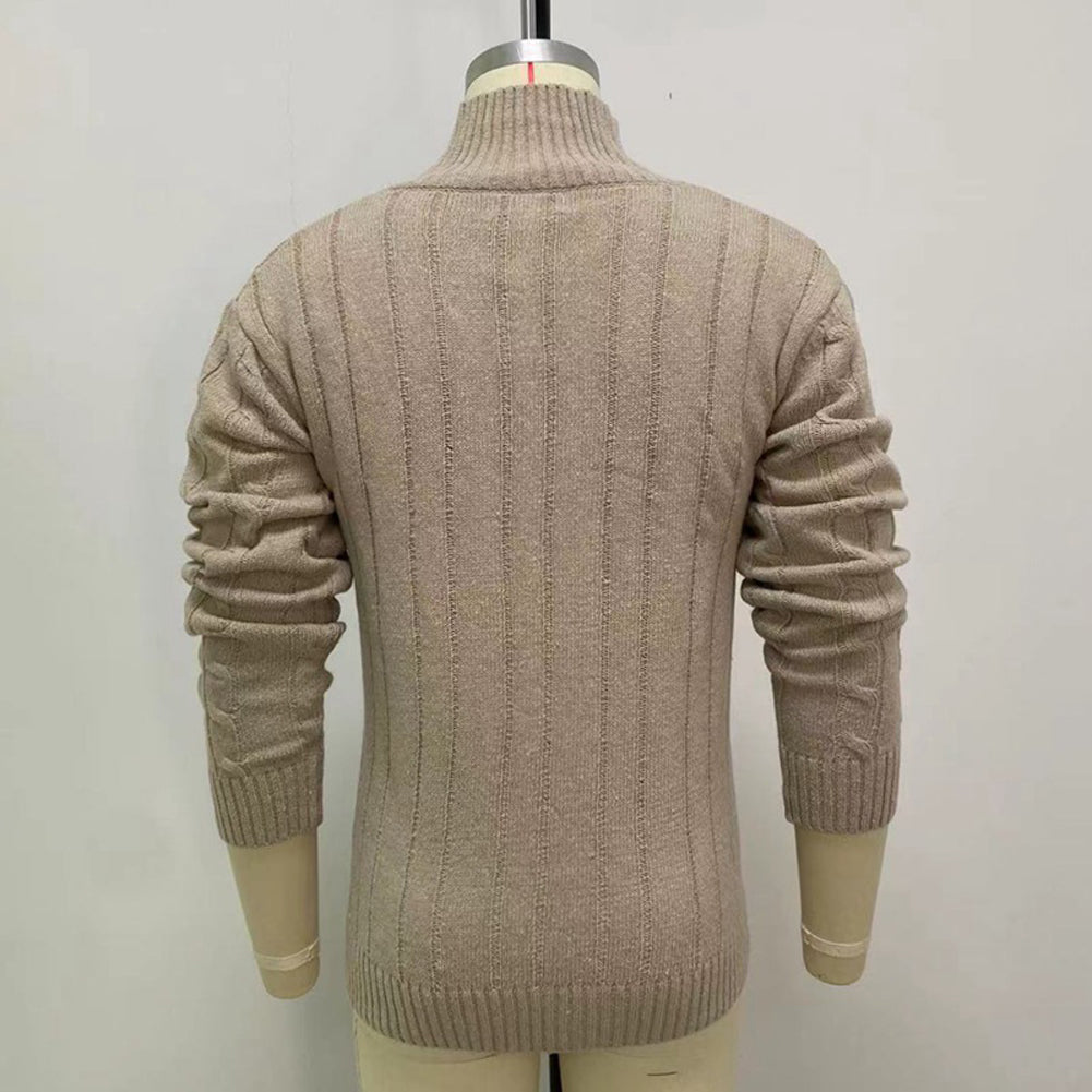 YESFASHION Solid Color Twisted Sweater Collar Cardigan Coats