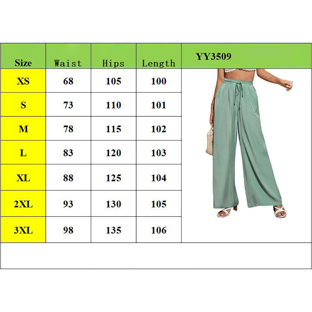 YESFASHION Solid Elastic Waist Loose Wide-leg Pants