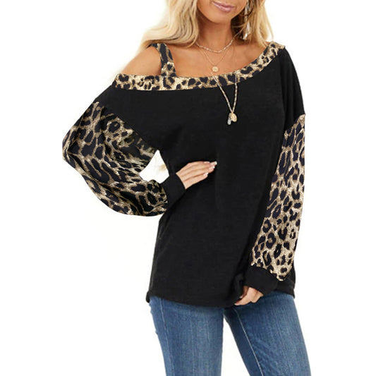 YESFASHION Loose Slash Neck Pullover Long Sleeve Tops