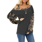 YESFASHION Loose Slash Neck Pullover Long Sleeve Tops