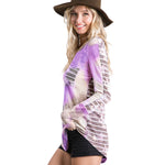 YESFASHION Striped Tie-dye Pocket Casual Loose Tops T-shirt