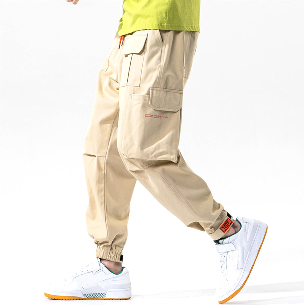 YESFASHION Men Large Pocket Cargo Loose Casual Pants PBY-10V8