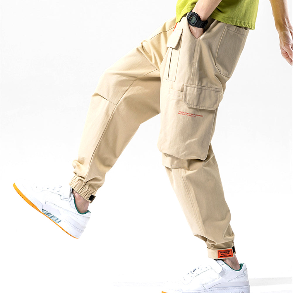 YESFASHION Men Large Pocket Cargo Loose Casual Pants PBY-10V8