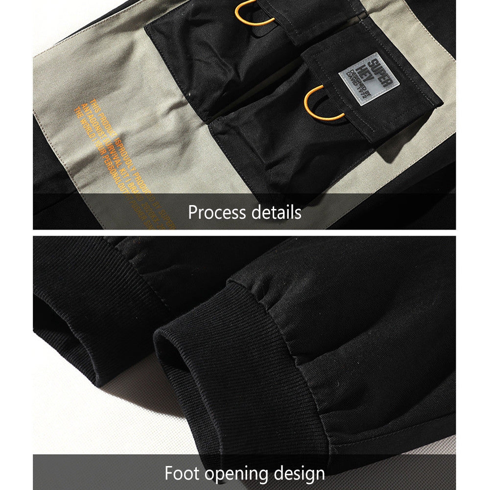 YESFASHION Multi-pocket Youth Loose Cropped Pants