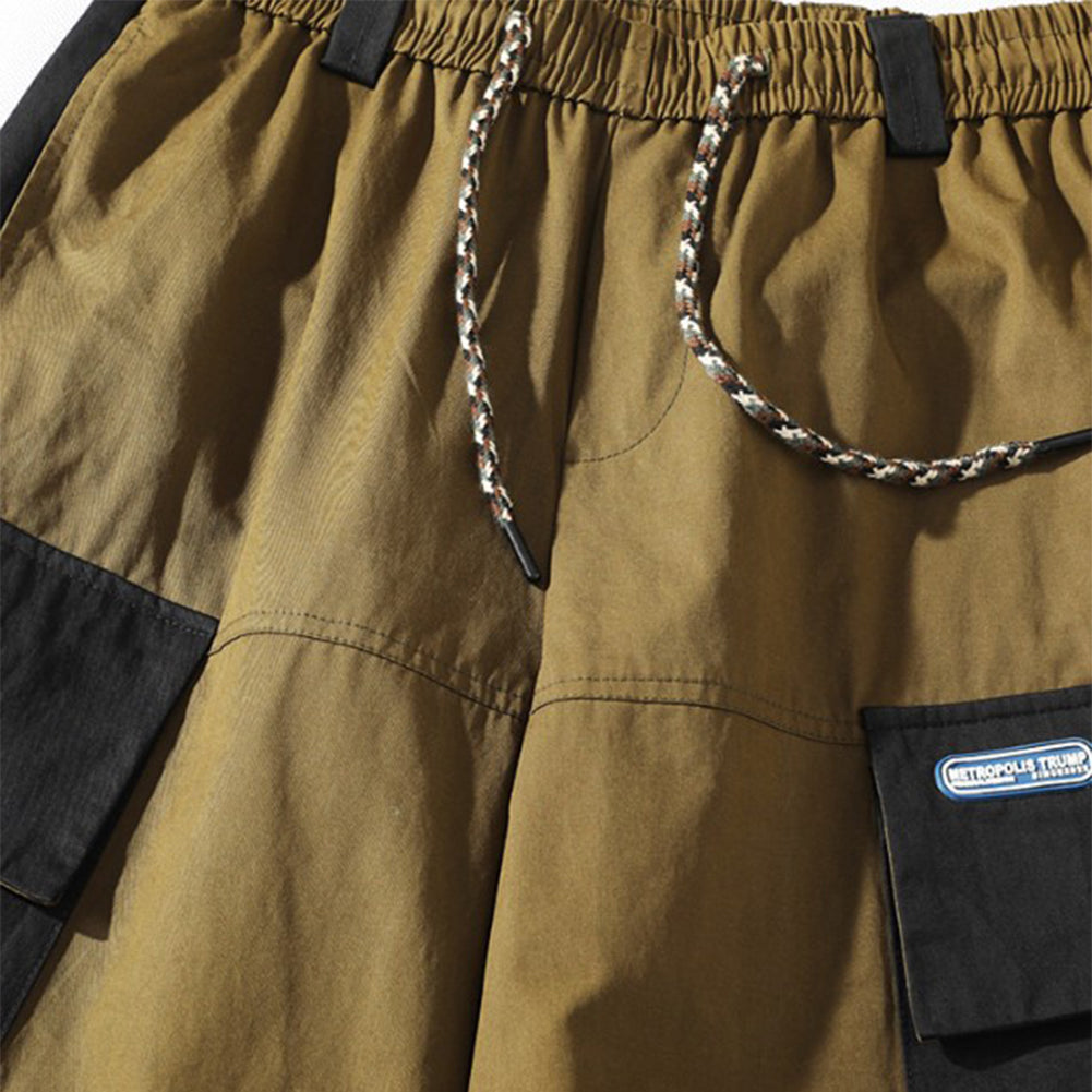 YESFASHION Trendy Color Matching Loose Multi-pocket Men Pants