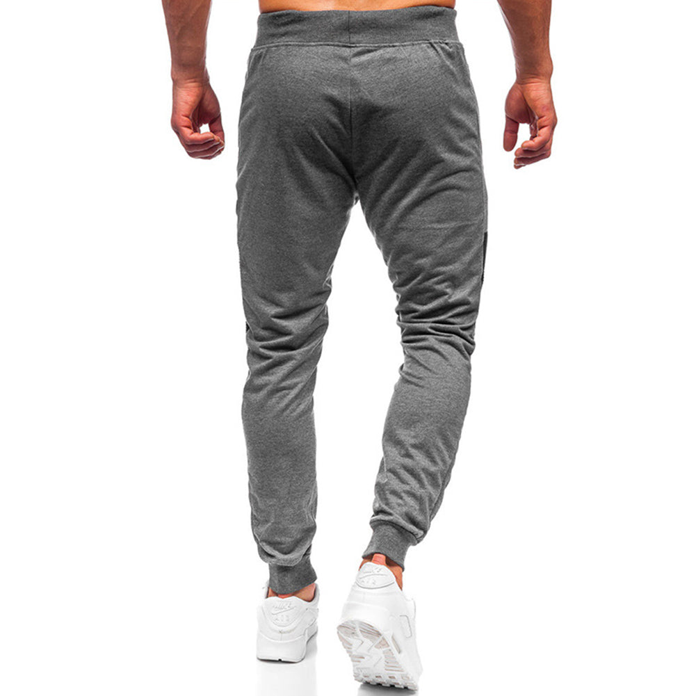 YESFASHION Men Solid Color Running Pants
