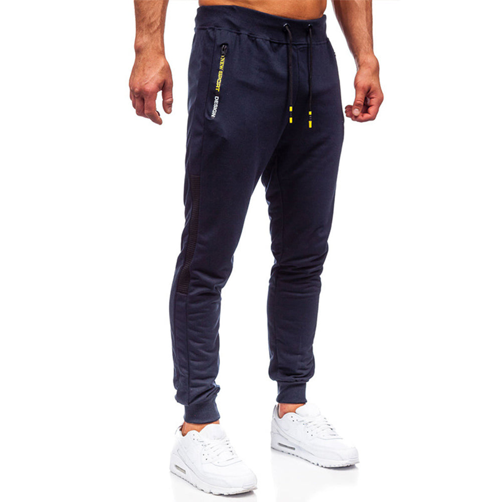 YESFASHION Men Solid Color Running Pants