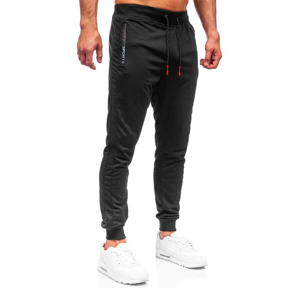 YESFASHION Men Solid Color Running Pants