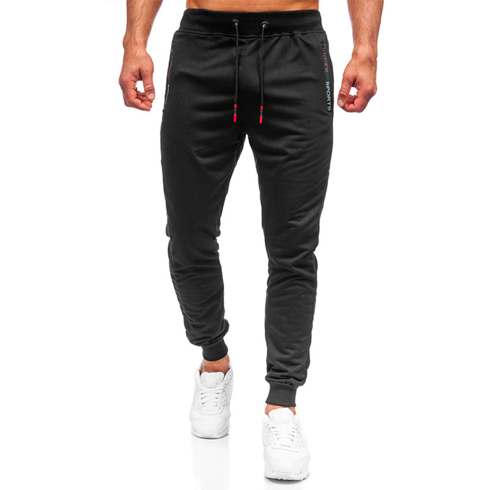 YESFASHION Men Solid Color Running Pants