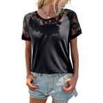 YESFASHION Women Fashion Summer Black Short-sleeved Ladies Shirt