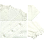 YESFASHION Hollow Short-sleeved Tops Women Shirt