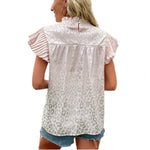 YESFASHION Women Leopard Print Short-sleeved Blouse Tops