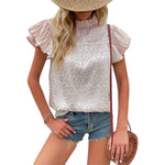 YESFASHION Women Leopard Print Short-sleeved Blouse Tops