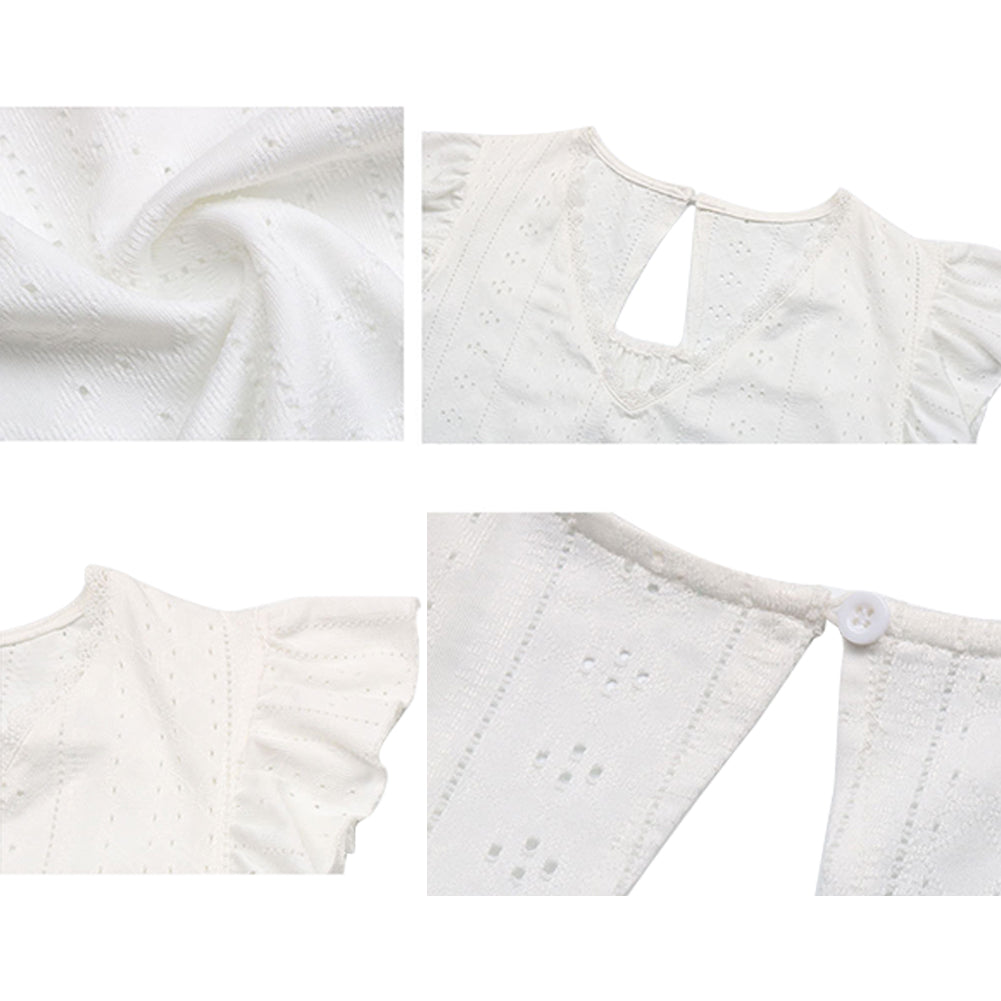 YESFASHION Fashion Tops Lace Short-sleeved White Shirt