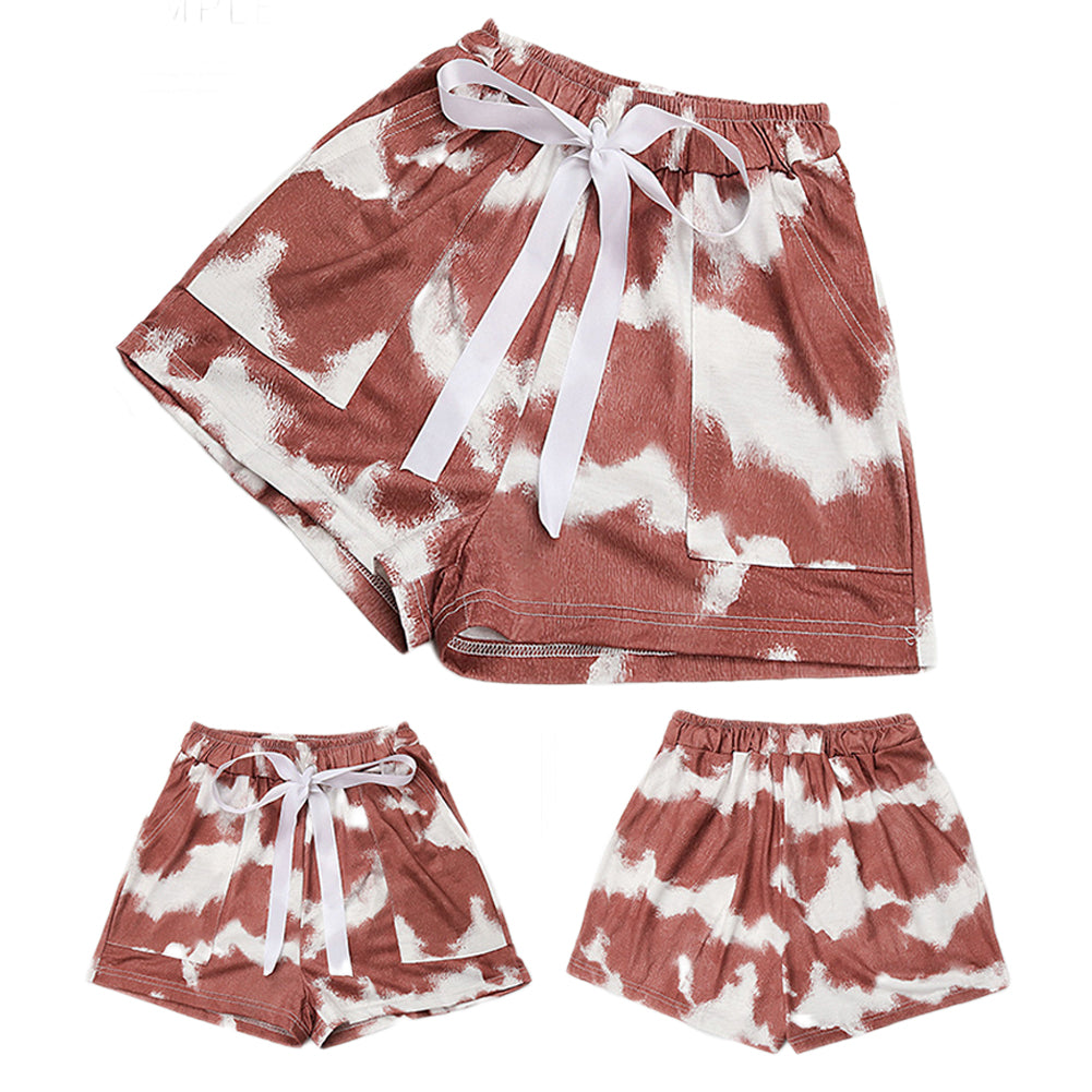 YESFASHION Women Clothing Summer Casual Loose Tie-dye Shorts