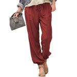 YESFASHION Women Trousers Drawstring Pocket Pocket Casual Pants