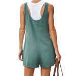 YESFASHION Solid Patch Pocket Lace-up Cotton And Linen Suspenders