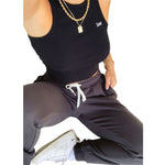 YESFASHION Women Solid Lace-up Track Pants