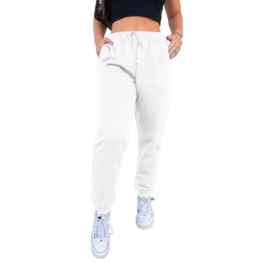 YESFASHION Women Solid Lace-up Track Pants