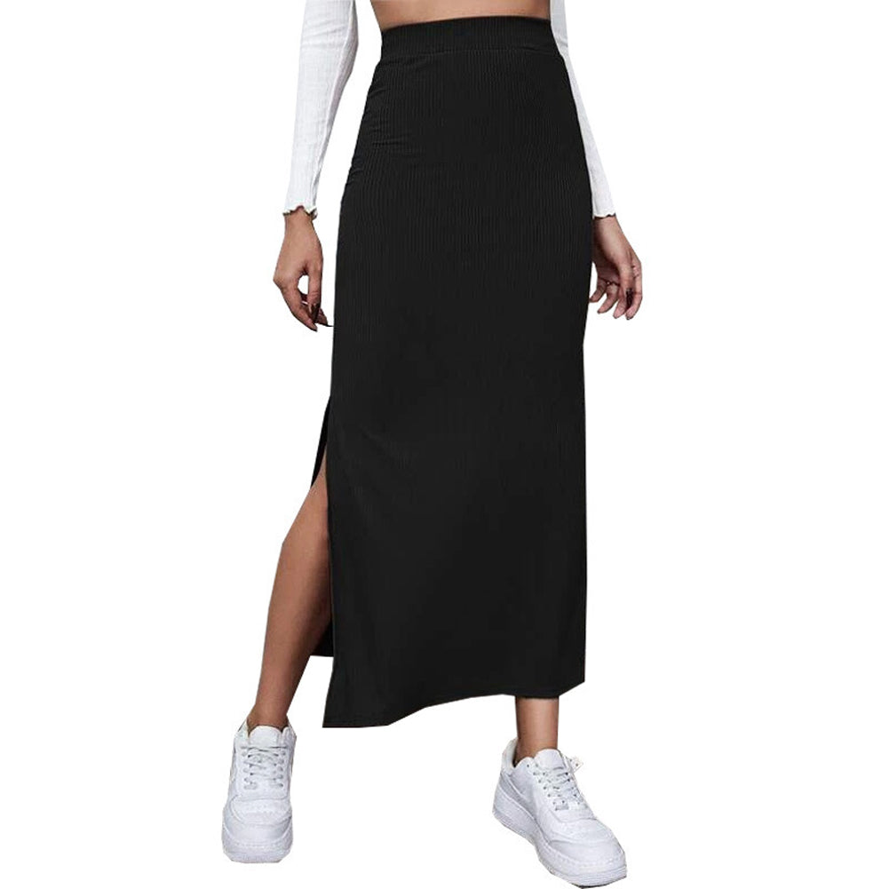 YESFASHION Women Solid Color Dress Skirt