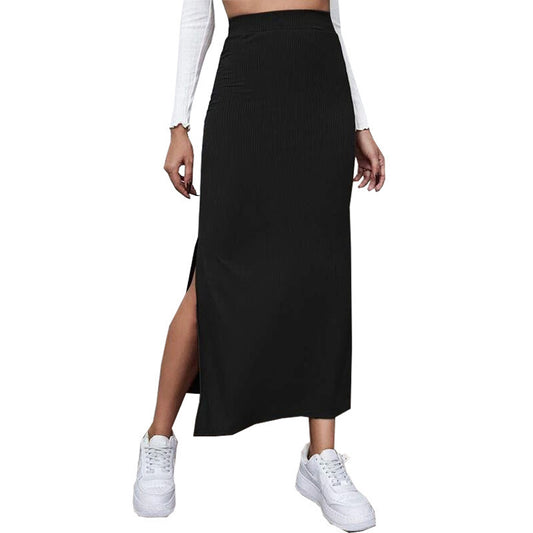 YESFASHION Women Solid Color Dress Skirt
