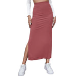 YESFASHION Women Solid Color Dress Skirt