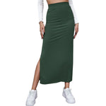 YESFASHION Women Solid Color Dress Skirt