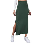 YESFASHION Women Solid Color Dress Skirt