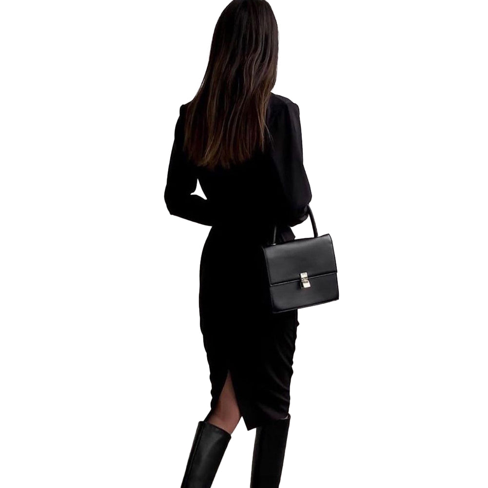 YESFASHION New French Retro Waist Slimming Slim Wrap Hip Dress