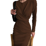 YESFASHION New French Retro Waist Slimming Slim Wrap Hip Dress