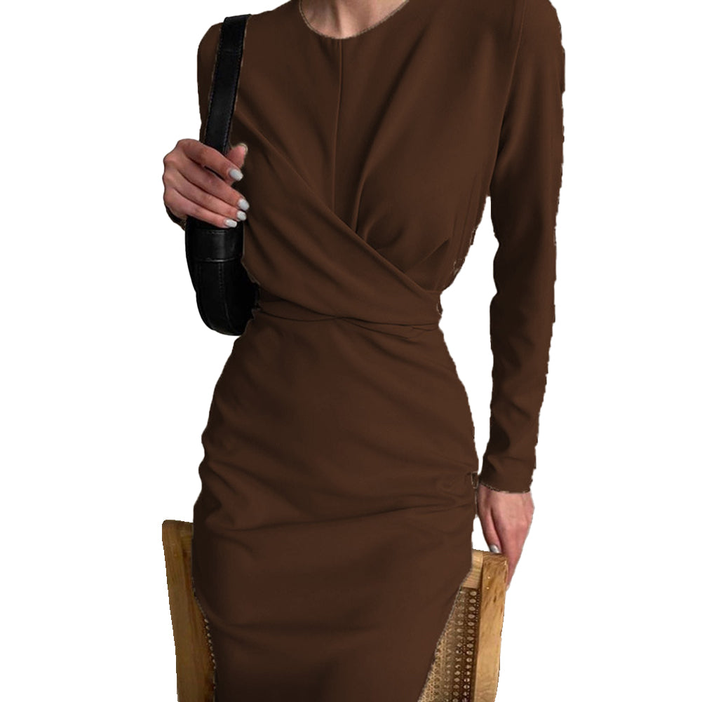 YESFASHION New French Retro Waist Slimming Slim Wrap Hip Dress