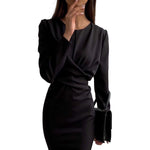 YESFASHION New French Retro Waist Slimming Slim Wrap Hip Dress
