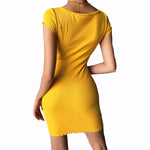 YESFASHION Cross-border Button-down Short-sleeved Hip Skirt Dress