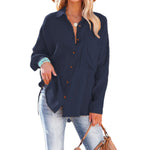 YESFASHION Dropped Shoulder Bat Tops Casual Long-sleeved Shirt