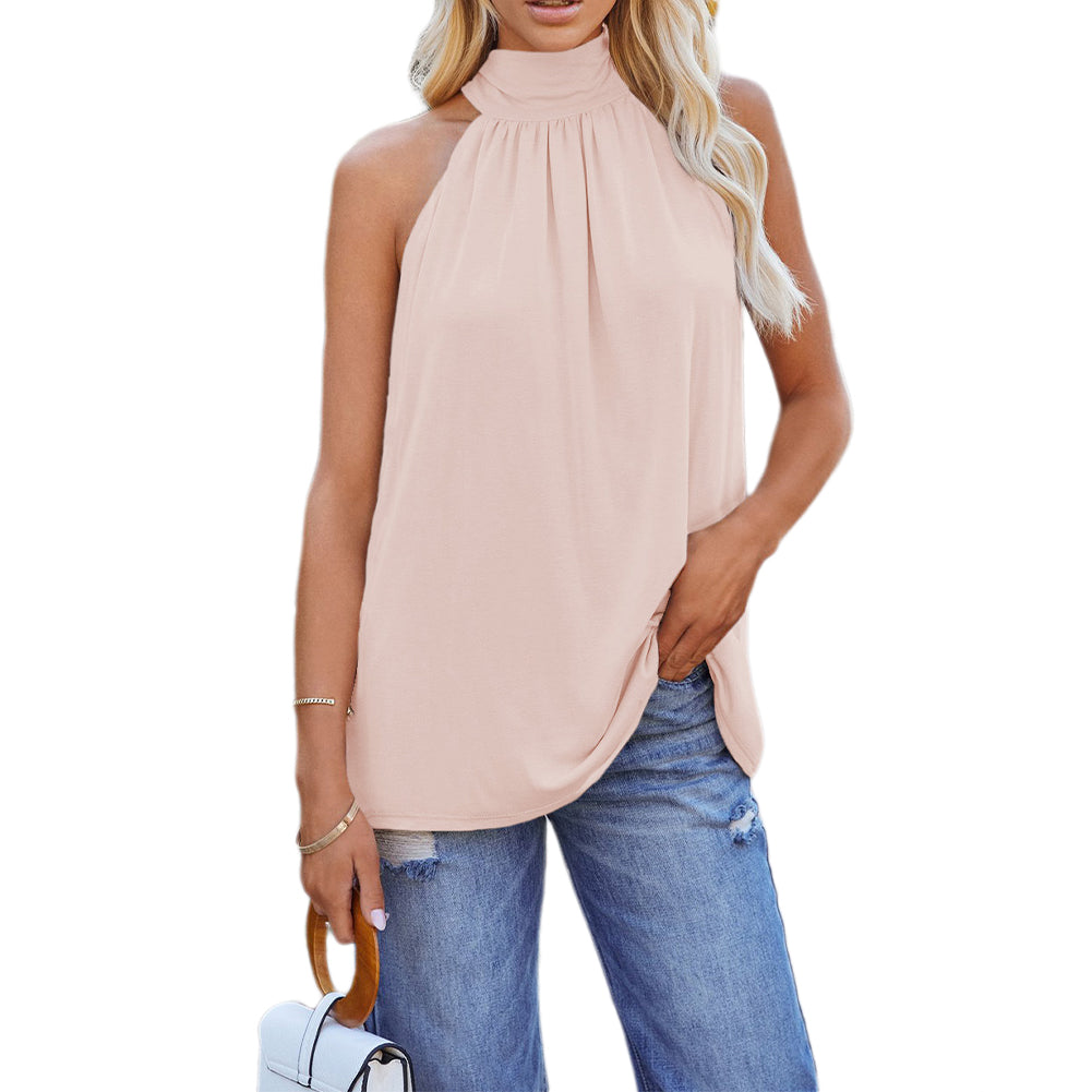 YESFASHION Summer New Solid Color Sleeveless Tops