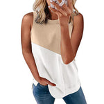 YESFASHION Color Block Casual Sleeveless Tops Pullover Vest
