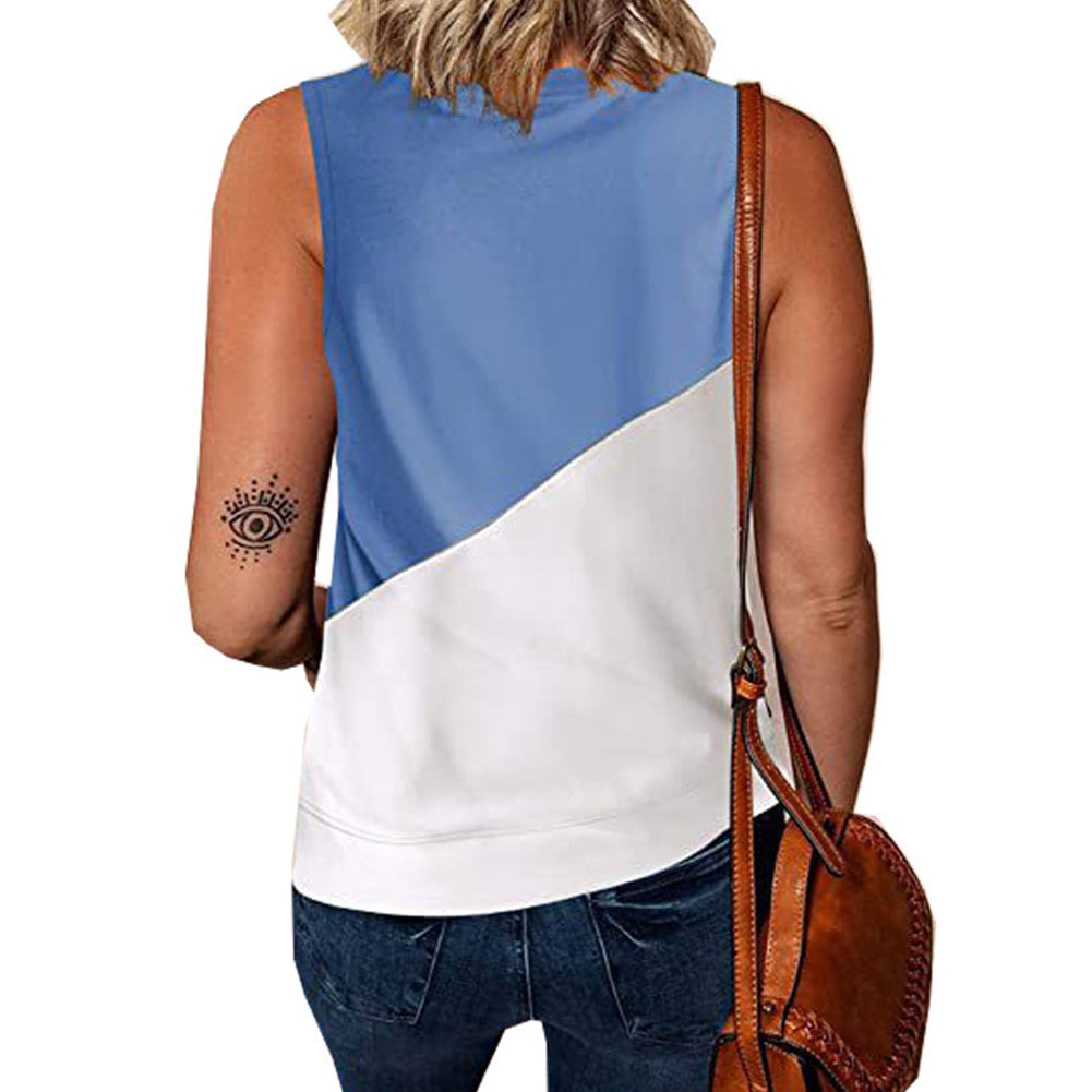 YESFASHION Color Block Casual Sleeveless Tops Pullover Vest