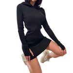 YESFASHION Elegant Commuter Knitted Cotton Hooded Dress