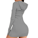 YESFASHION Elegant Commuter Knitted Cotton Hooded Dress