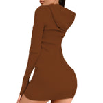 YESFASHION Elegant Commuter Knitted Cotton Hooded Dress