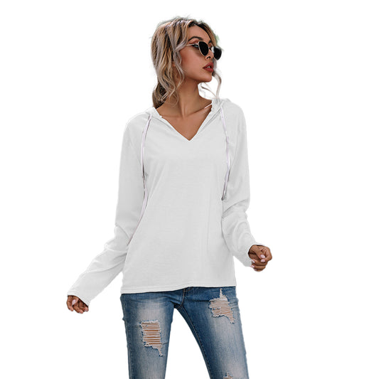 YESFASHION Drawstring V-neck Sweaters Bottoming Shirt