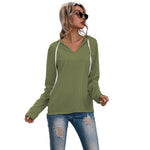 YESFASHION Drawstring V-neck Sweaters Bottoming Shirt