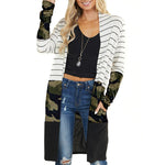 YESFASHION Stripe Contrast Coat Plaid Casual Women Jacket