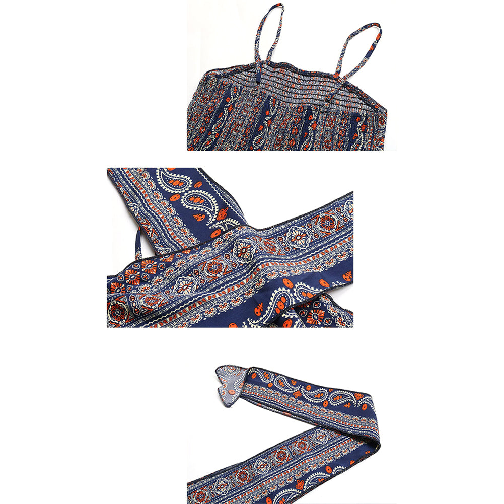 YESFASHION 2023 Summer Wrap Python Pattern Sling Wide-leg Jumpsuit