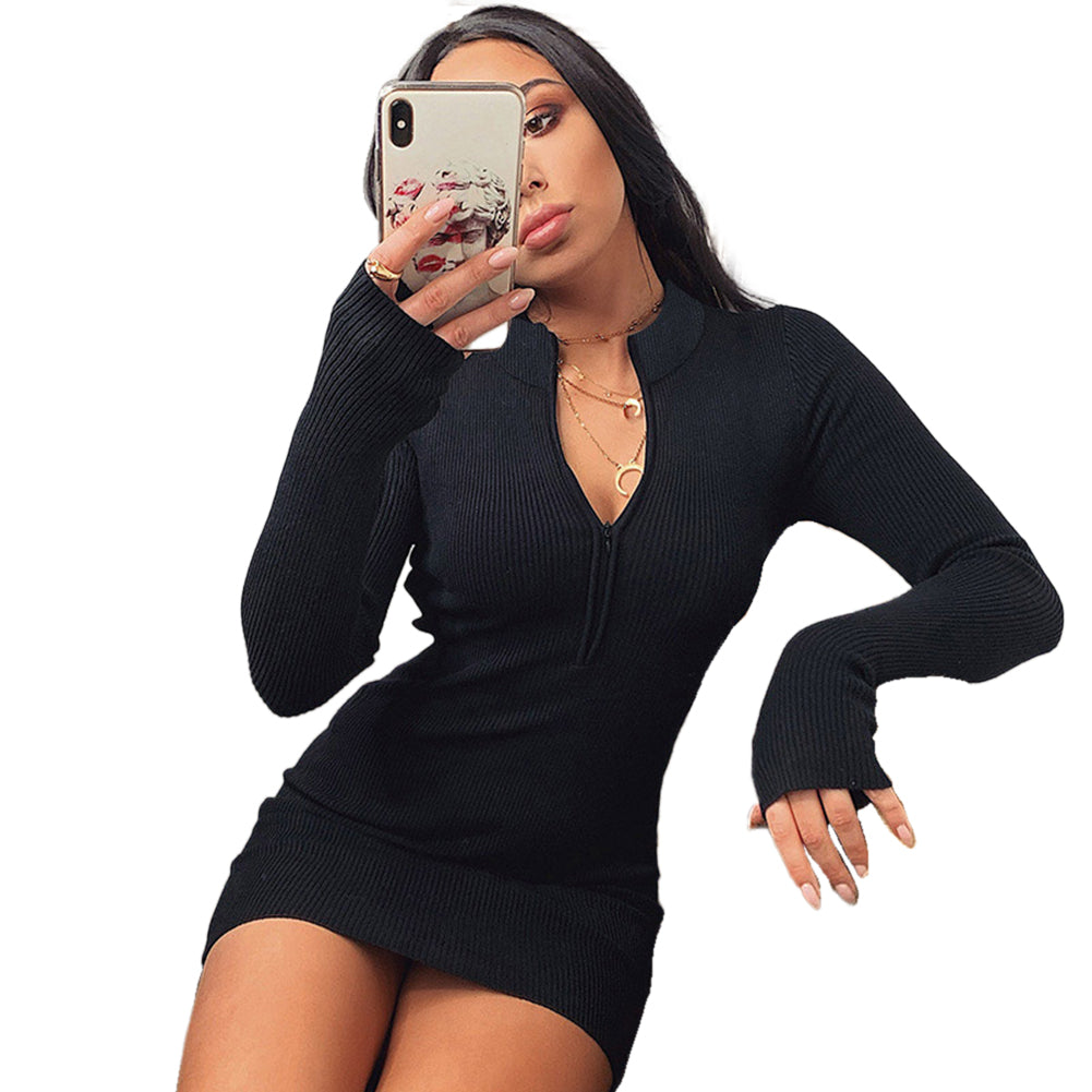 YESFASHION New Street Style Zipper Hip Skirt Dress