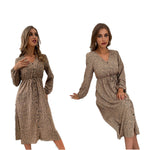 YESFASHION 2023 Spring Women V-neck Single-breasted Waist Dress