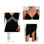 YESFASHION Sexy Fashion Suspenders Diamond Tassel Ladies Party Dress