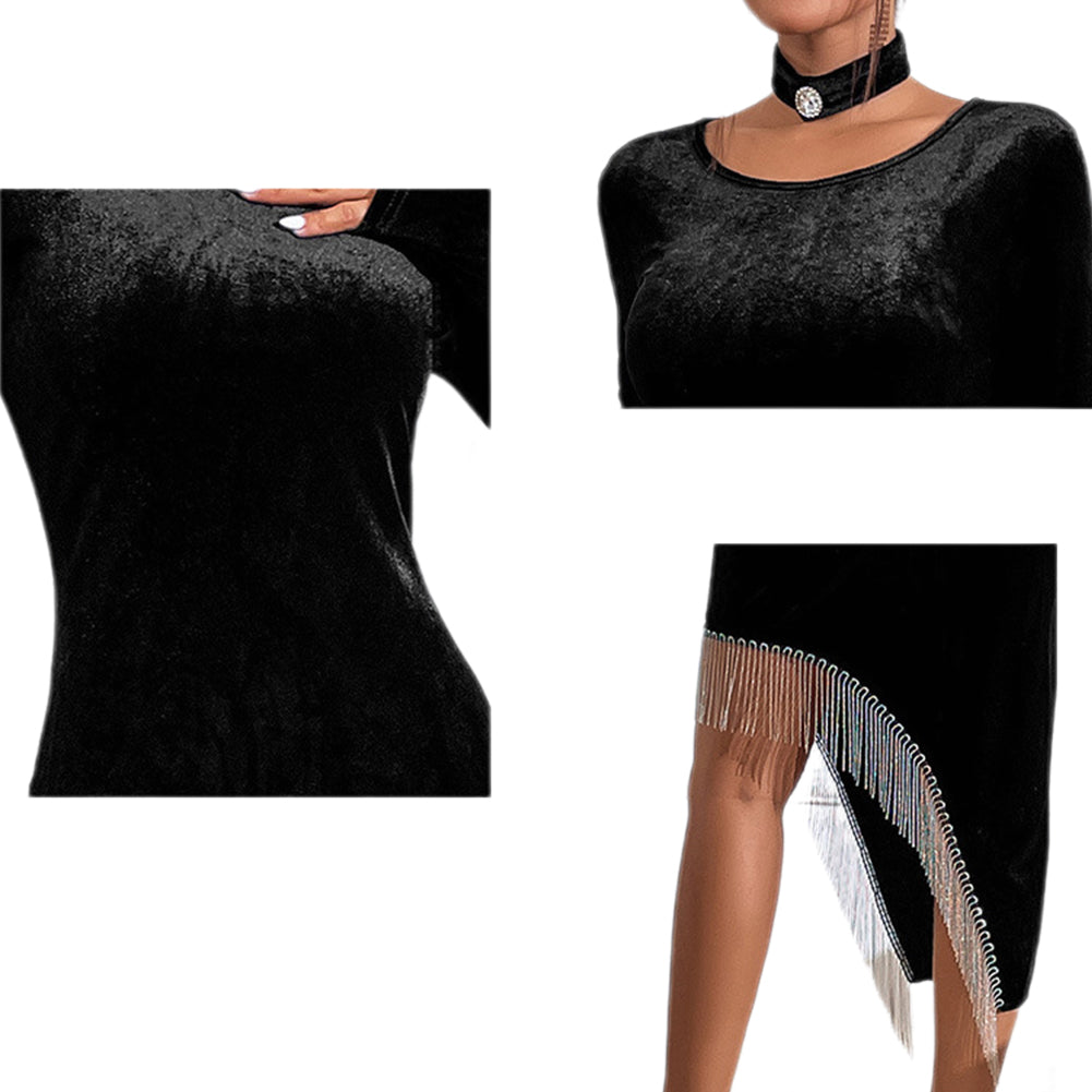 YESFASHION Fringe Party Dress Inside Dress