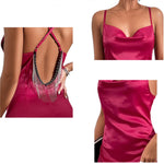 YESFASHION Party Sexy Low-cut Satin Camisole Dress