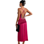 YESFASHION Party Sexy Low-cut Satin Camisole Dress